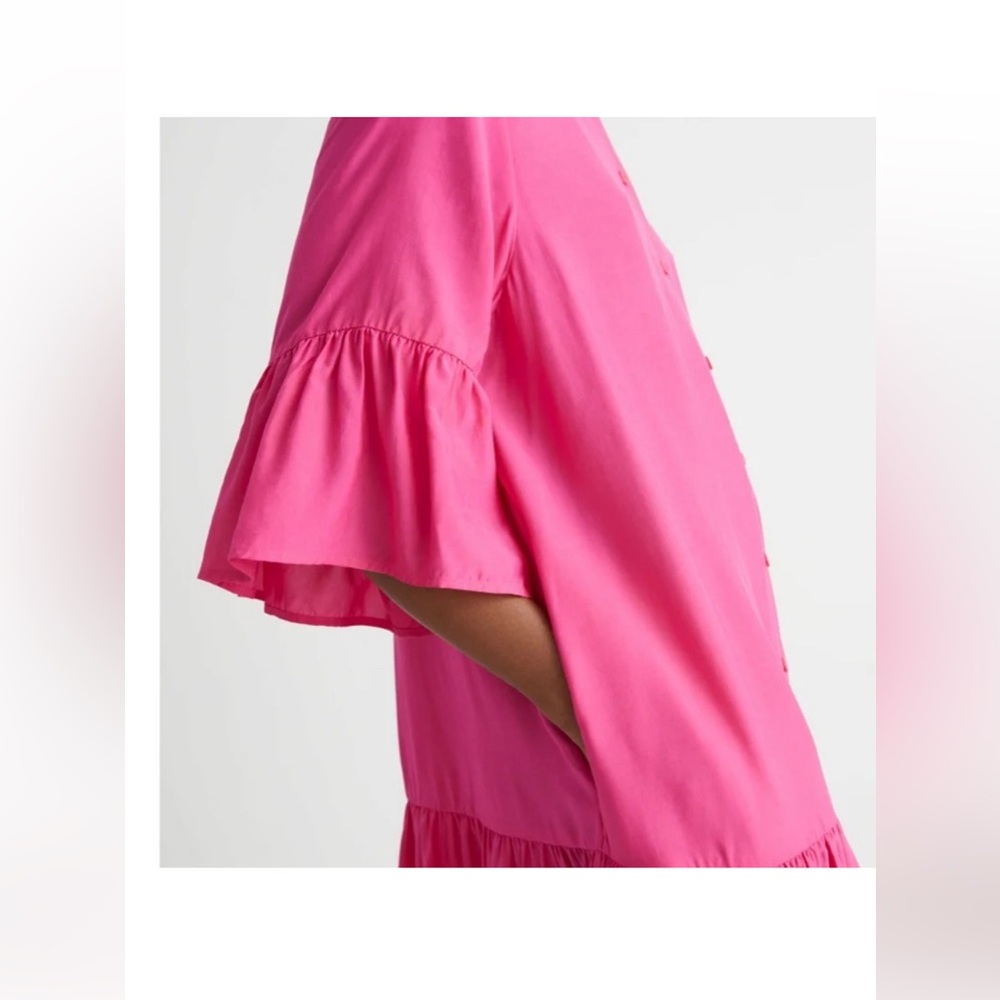 & Other Stories Buttoned Ruffle Midi Dress Pink - Picture 2 of 3